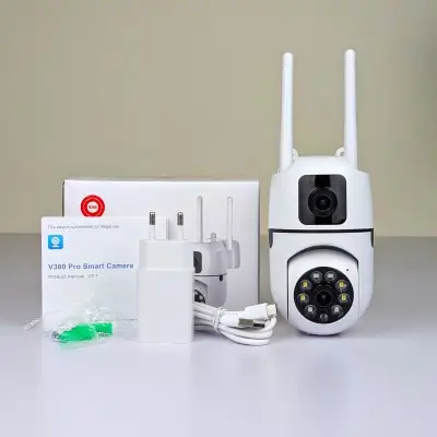 New V380 Mini Indoor PTZ Dual Lens Camera 4MP HD Smart Home WiFi Security for Baby Monitor Indoor Network Dual Lens Camera