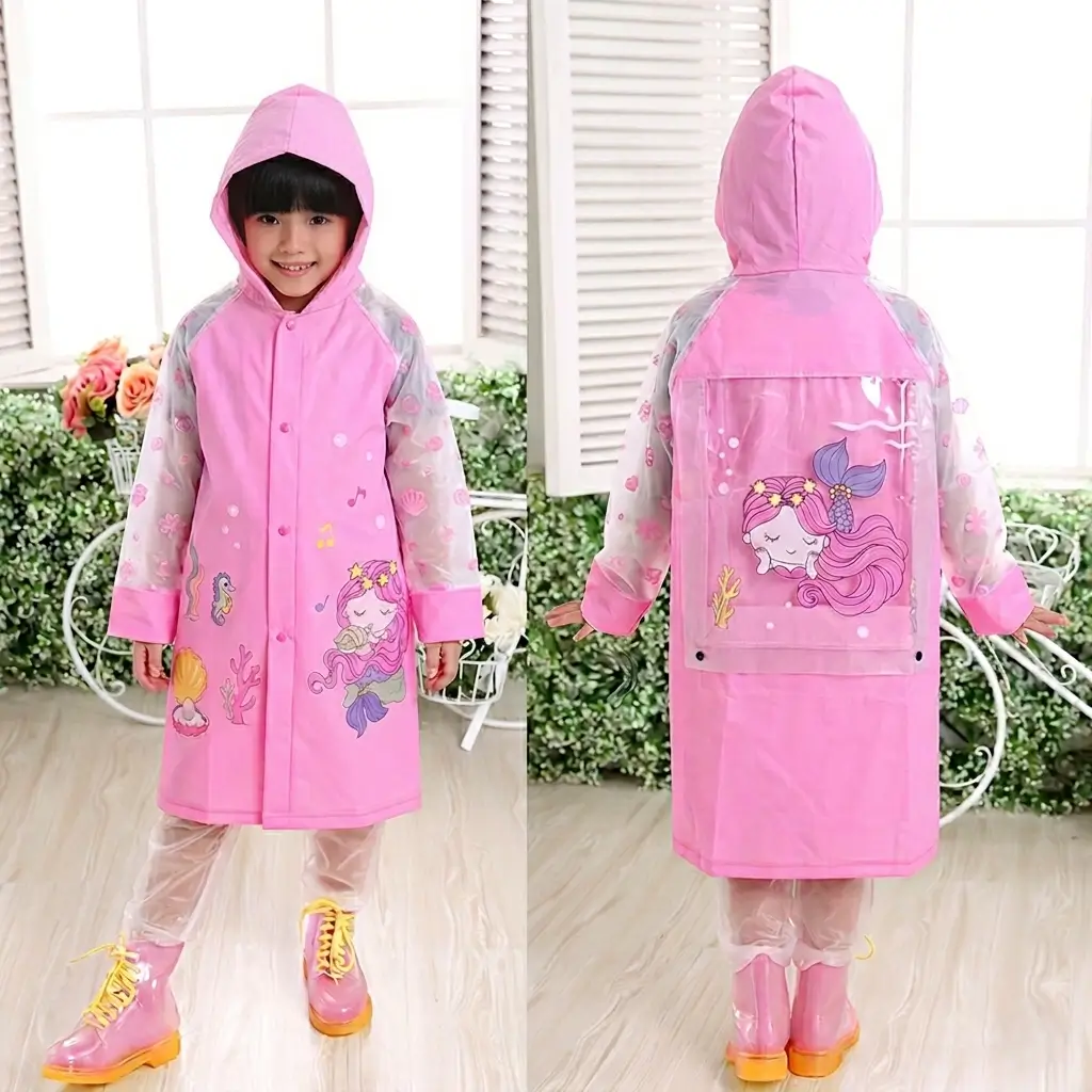 100% Water proof High quality Rain Coat With Pant. (Happylon) Blue