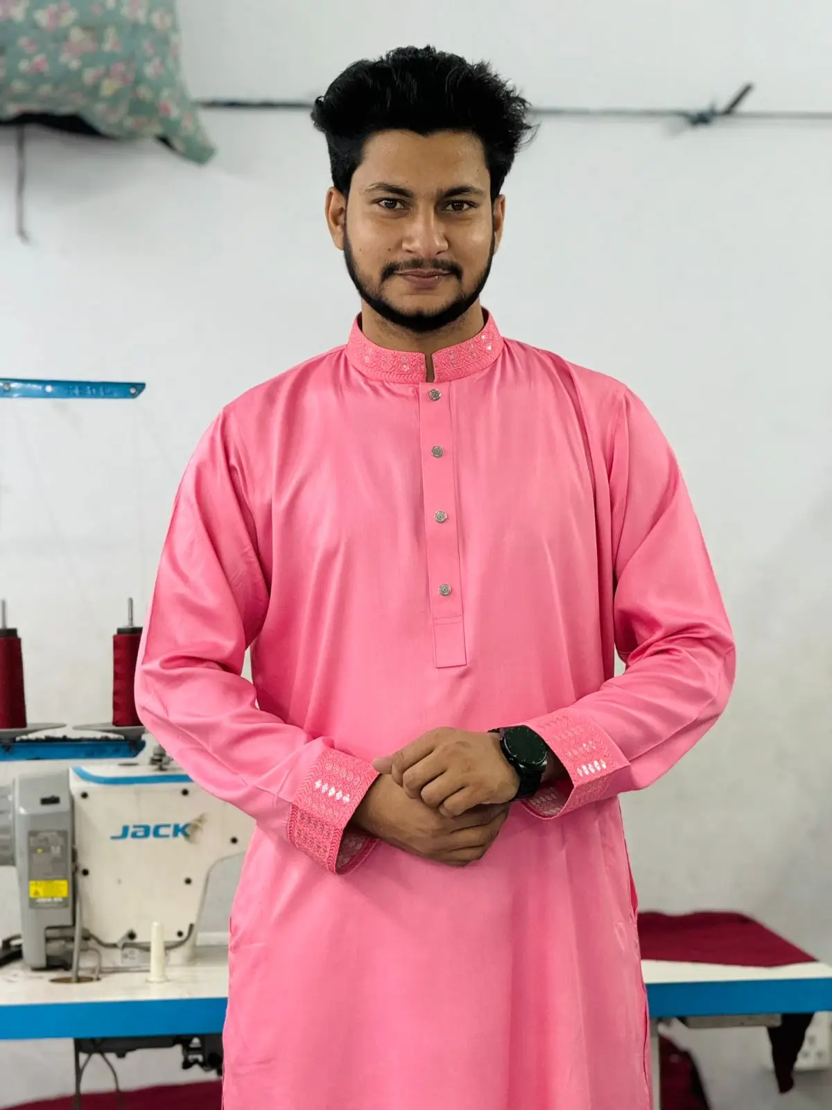 Men's Sequece Punjabi Pink