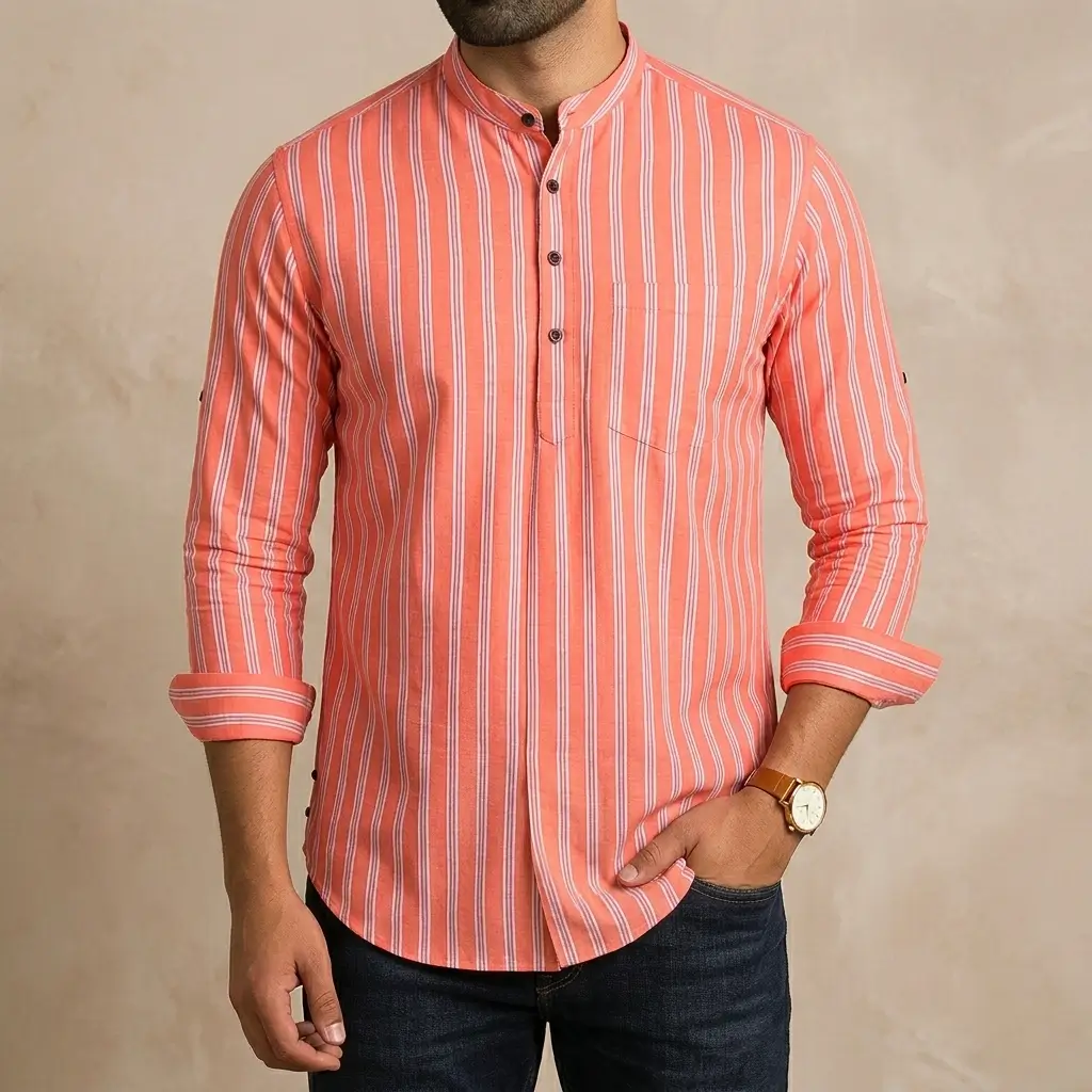 Premium Long Sleeve Striped Katua for Men
