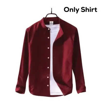 Men's Solid Colour Ban color Shirt (Light Maroon)