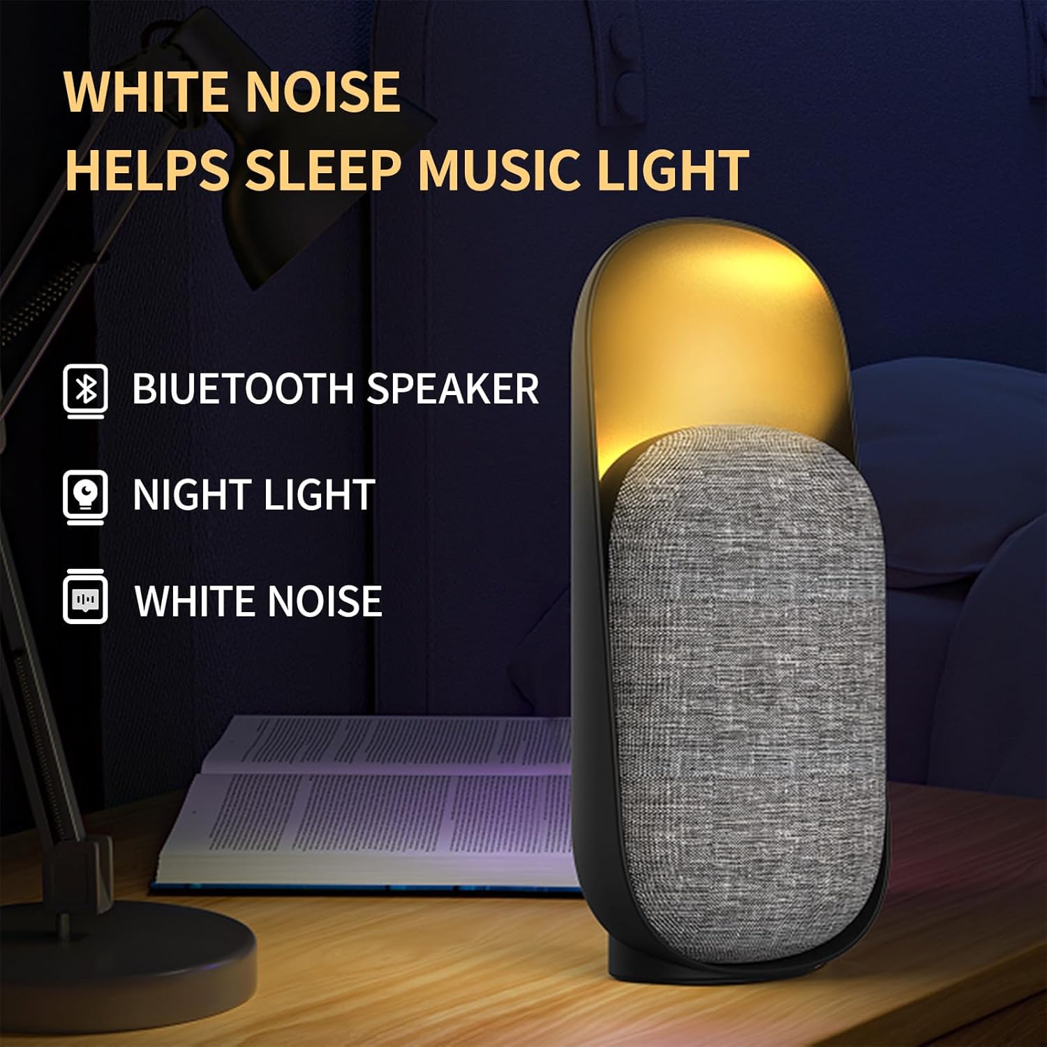 3-in-1 Bluetooth Speaker, Night Light, and Sleeping Machine