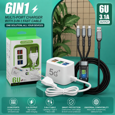 GearUP 45W Fast Charger + Hoco 1m PD Fast Charging Cable 60W – Combo